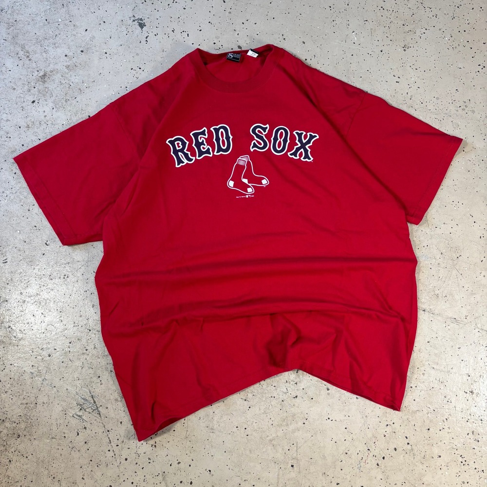 y2k‎ mlb boston red sox centered spell out and logo red t-shirt mens size xxl
